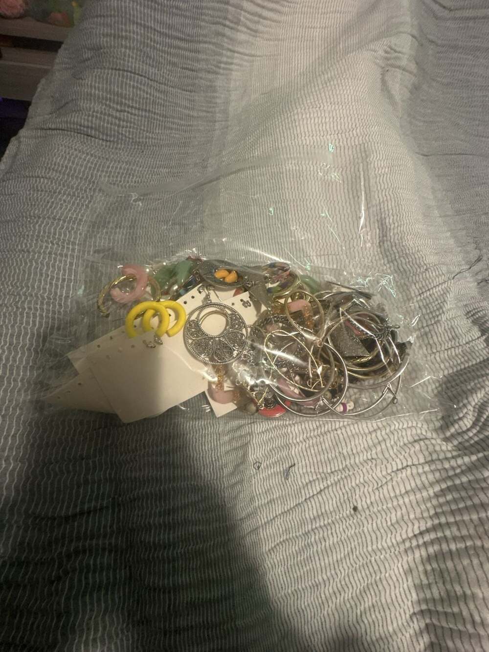 Large Assorted Costume Jewelry Lot Mix - Boho Hoop Earrings, Acrylic Hoops,